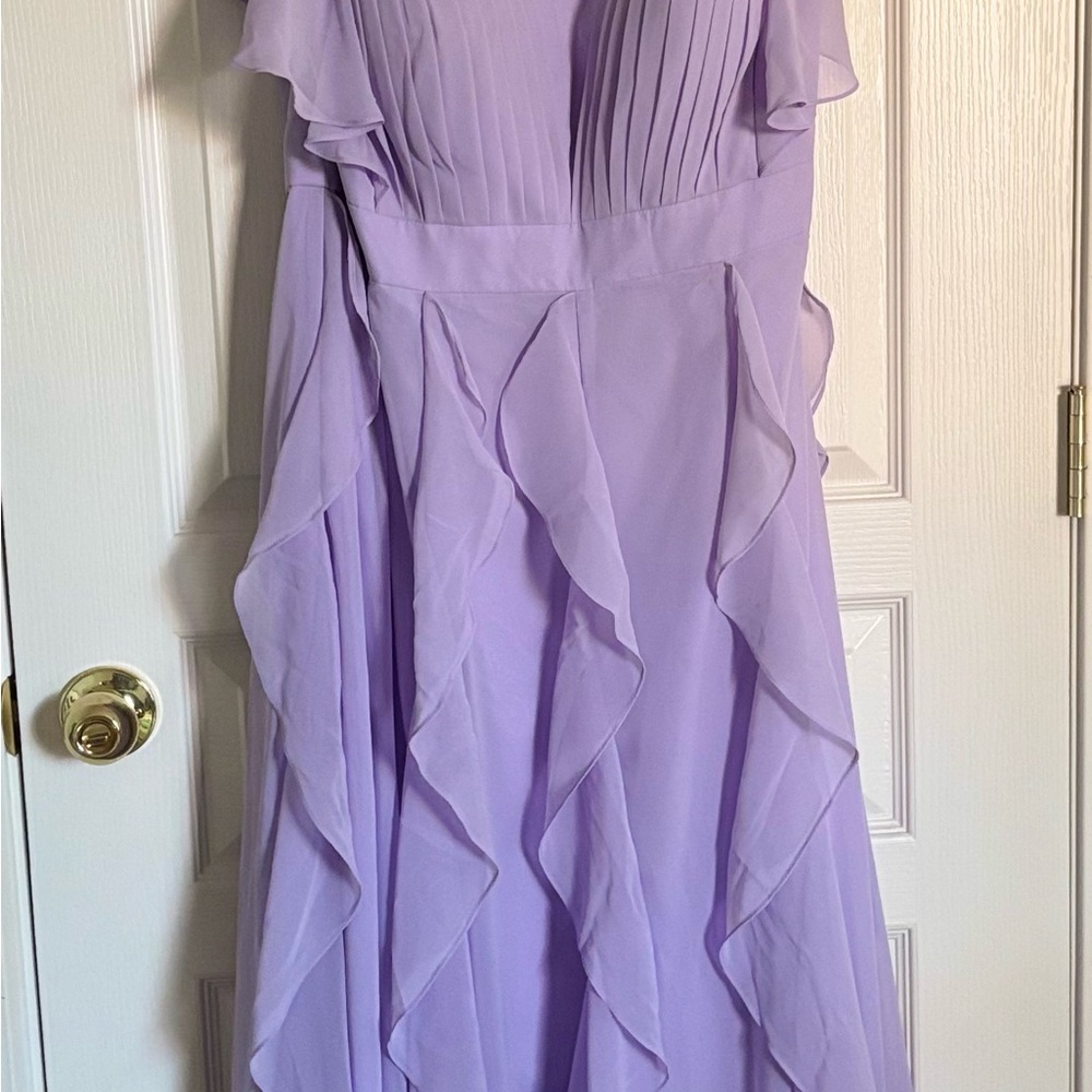 Purple Pleated Maxi Gown with Sweetheart Neckline